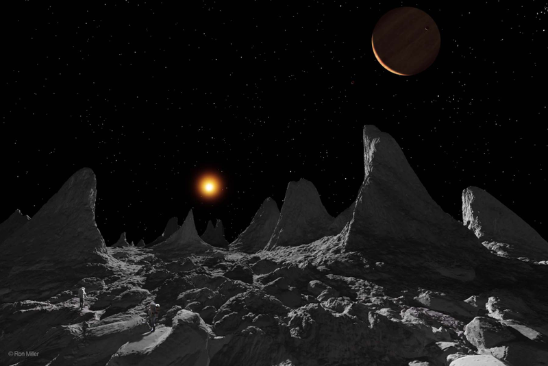 Illustration for article titled The weirdest moons in the solar system, and what it would look like to stand on them
